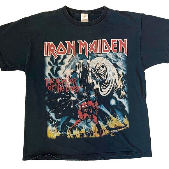 VINTAGE Iron Maiden Number of the Beast T-Shirt Size XL